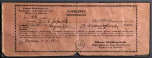 Legitimation of a memorial medal of the war to Tase Trpev, Haborus Emlékérem, Sofia, 1942 (Museum fund)